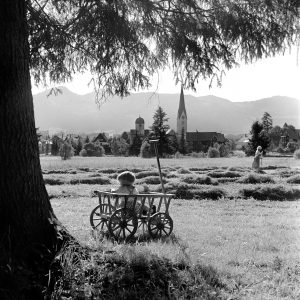 Kind im Leiterwagen, 1953